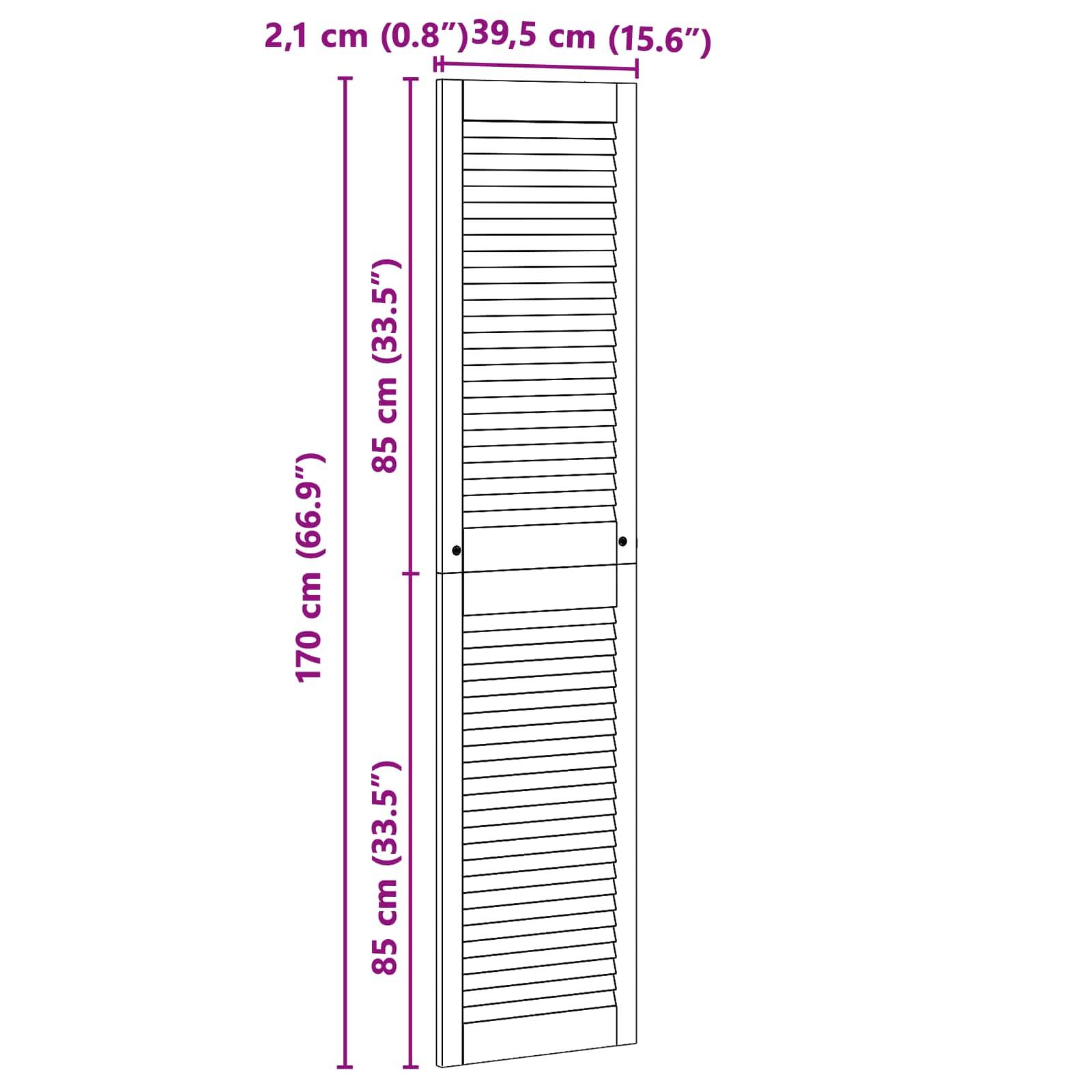 Lamellentüreinsatz mit Maßen: Breite 39,5 cm (15,6