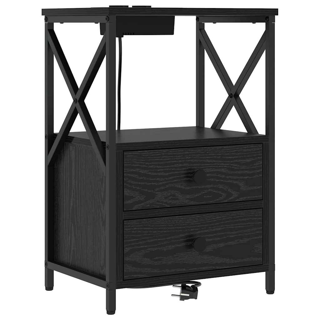 vidaXL Nachttisch Schwarz Eichen-Optik 40 x 31 x 60 cm Holzwerkstoff