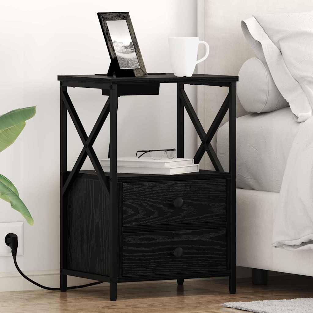 vidaXL Nachttisch Schwarz Eichen-Optik 40 x 31 x 60 cm Holzwerkstoff