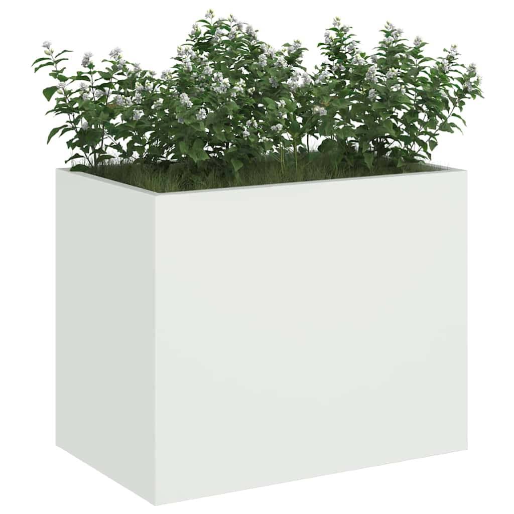 vidaXL Garten-Pflanzgefäß Weiß 50 x 32 x 40 cm Kaltgewalzter Stahl