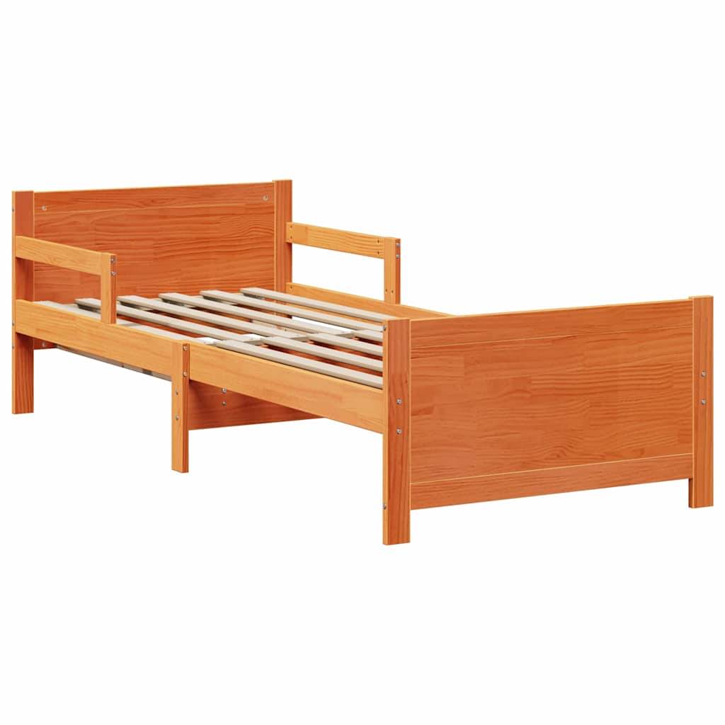 vidaXL Bettrahmen mit Kopfteil Wachsbraun 80 x 200 cm Holzwerkstoff