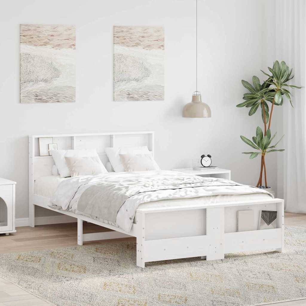 vidaXL Bettrahmen mit Kopfteil Weiß 120 x 200 cm Holzwerkstoff