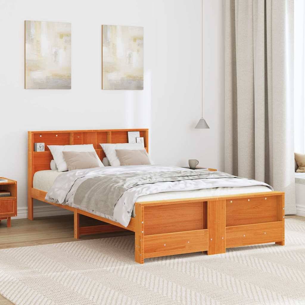 vidaXL Bettrahmen mit Kopfteil Wachsbraun 120 x 200 cm Holzwerkstoff