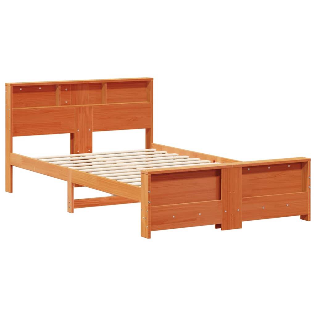 vidaXL Bettrahmen mit Kopfteil Wachsbraun 135 x 190 cm Holzwerkstoff