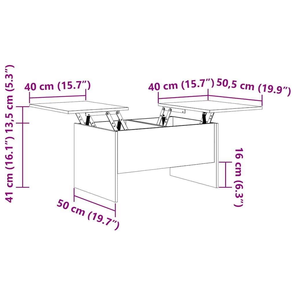 vidaXL Couchtisch Artisan-Eiche 102 x 50,5 x 46,5 cm Holzwerkstoff