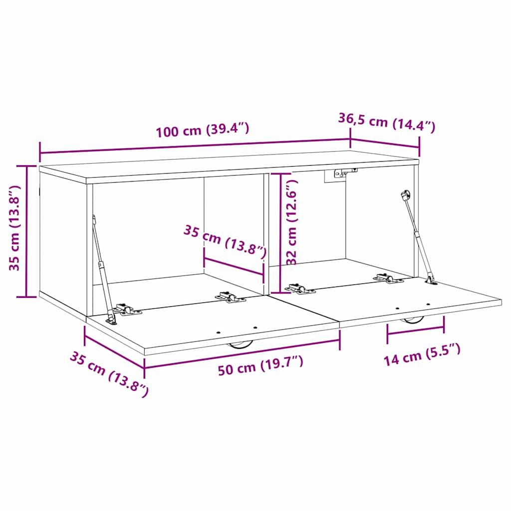 vidaXL Wandschrank Artisan-Eiche 100 x 36,5 x 35 cm Holzwerkstoff