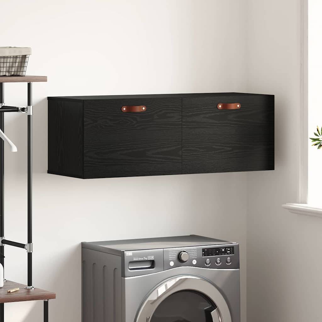 vidaXL Wandschrank Schwarz Eichen-Optik 100 x 36,5 x 35 cm