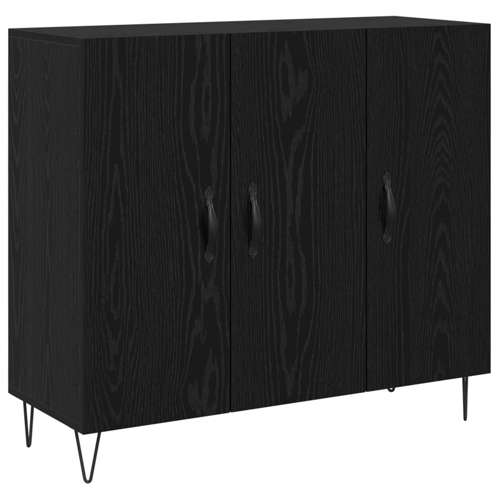 vidaXL Sideboard Schwarz Eichen-Optik 90 x 32,5 x 80 cm Holzwerkstoff