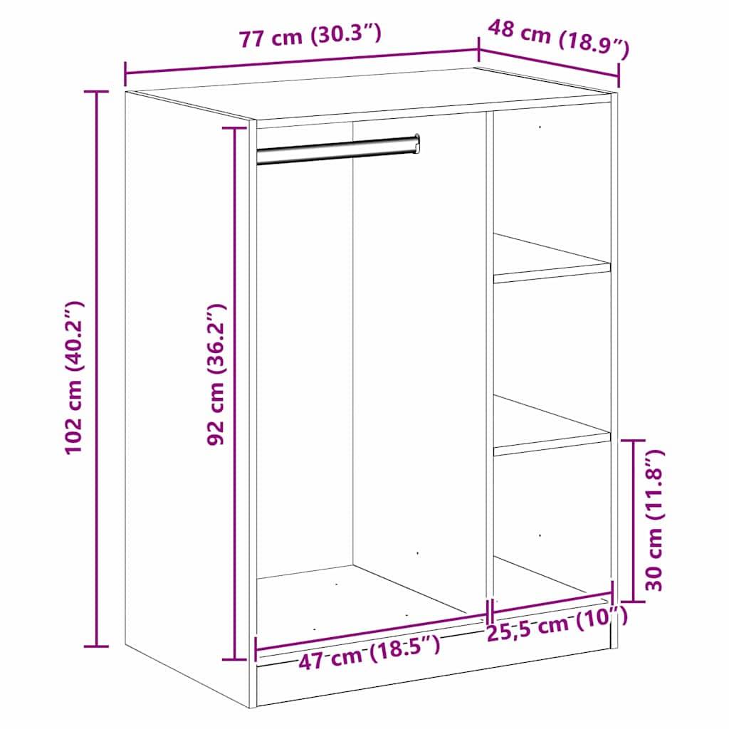 vidaXL Kleiderschrank mit Regal Artisan-Eiche 77 x 48 x 102 cm
