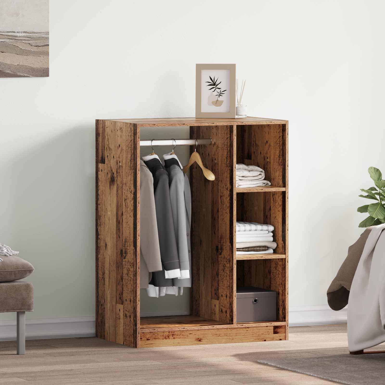 vidaXL Kleiderschrank mit Regal mit Speicher Altholz 77 x 48 x 102 cm