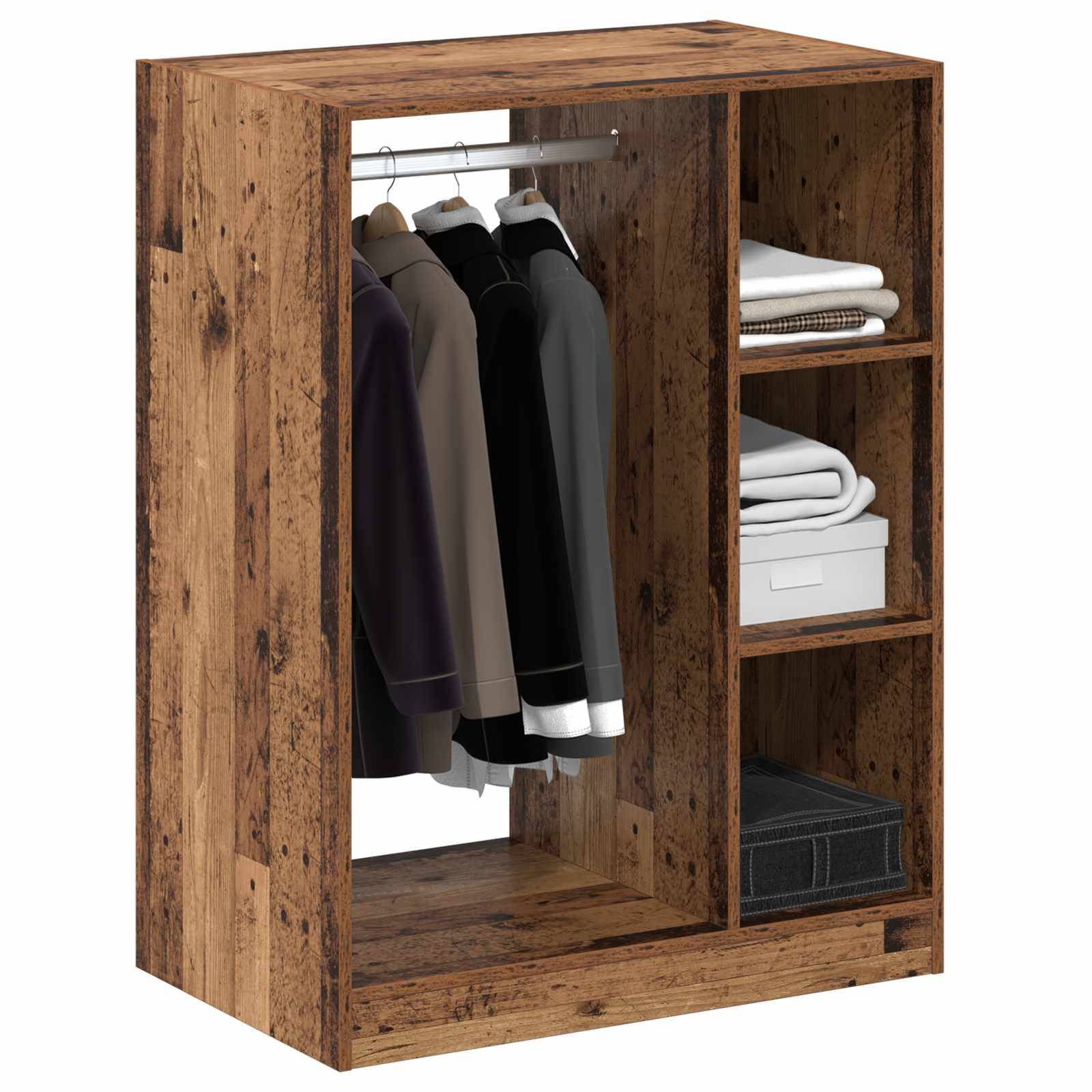 vidaXL Kleiderschrank mit Regal mit Speicher Altholz 77 x 48 x 102 cm