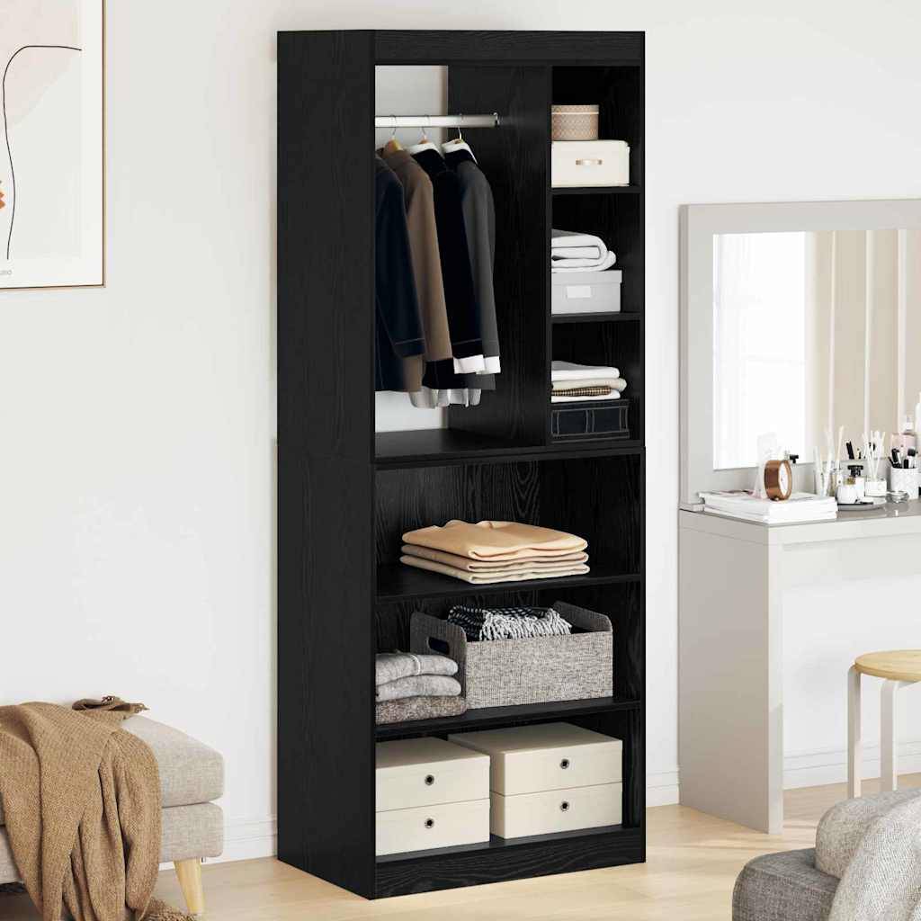 vidaXL Kleiderschrank mit Regal Schwarz Eichen-Optik 77 x 48 x 102 cm
