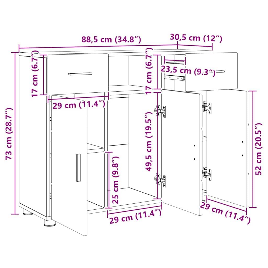 vidaXL Holzschrank mit Speicher Weiß 88,5 x 30,5 x 73 cm Holzwerkstoff