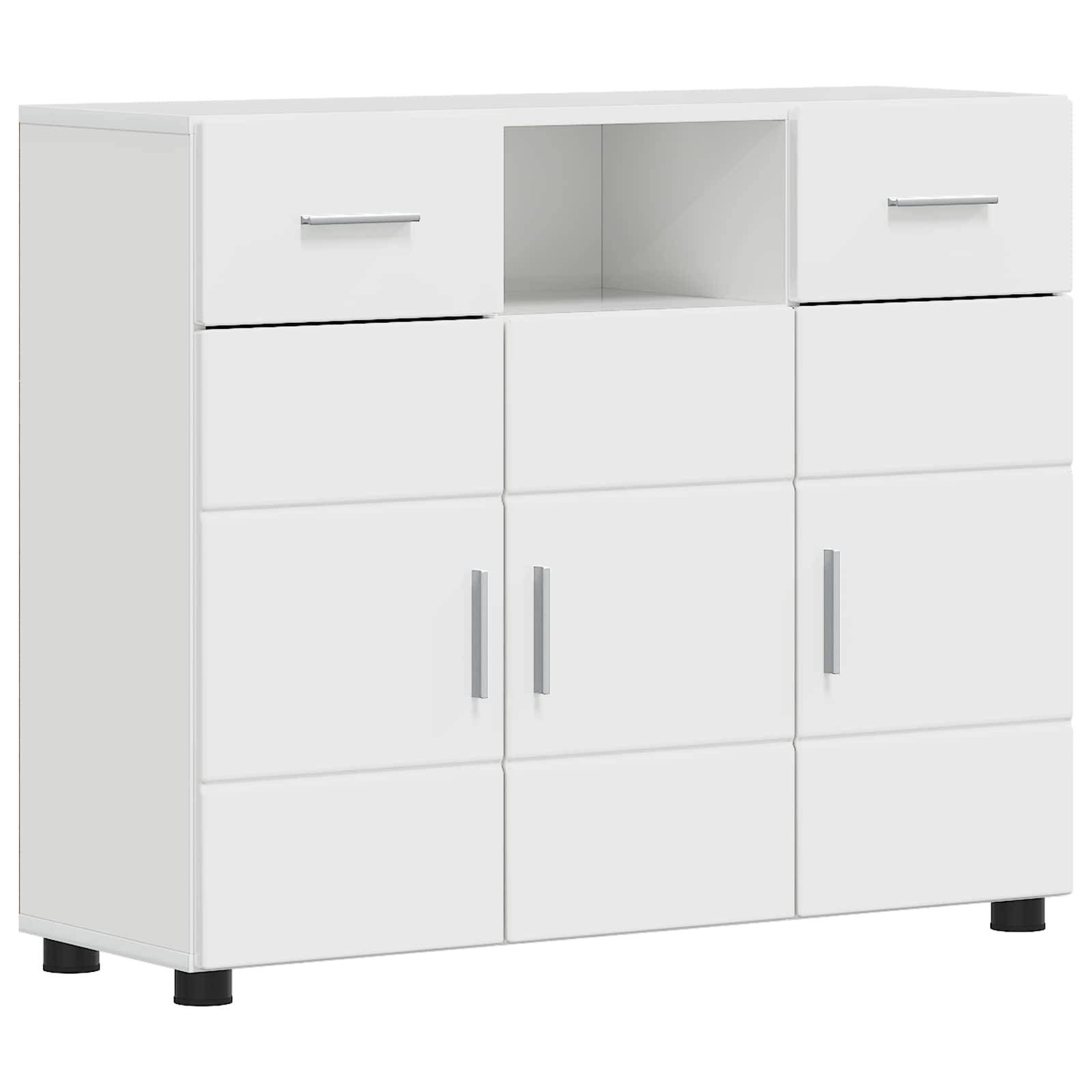 vidaXL Holzschrank Hochglanz Weiß 88,5 x 30,5 x 73 cm Holzwerkstoff