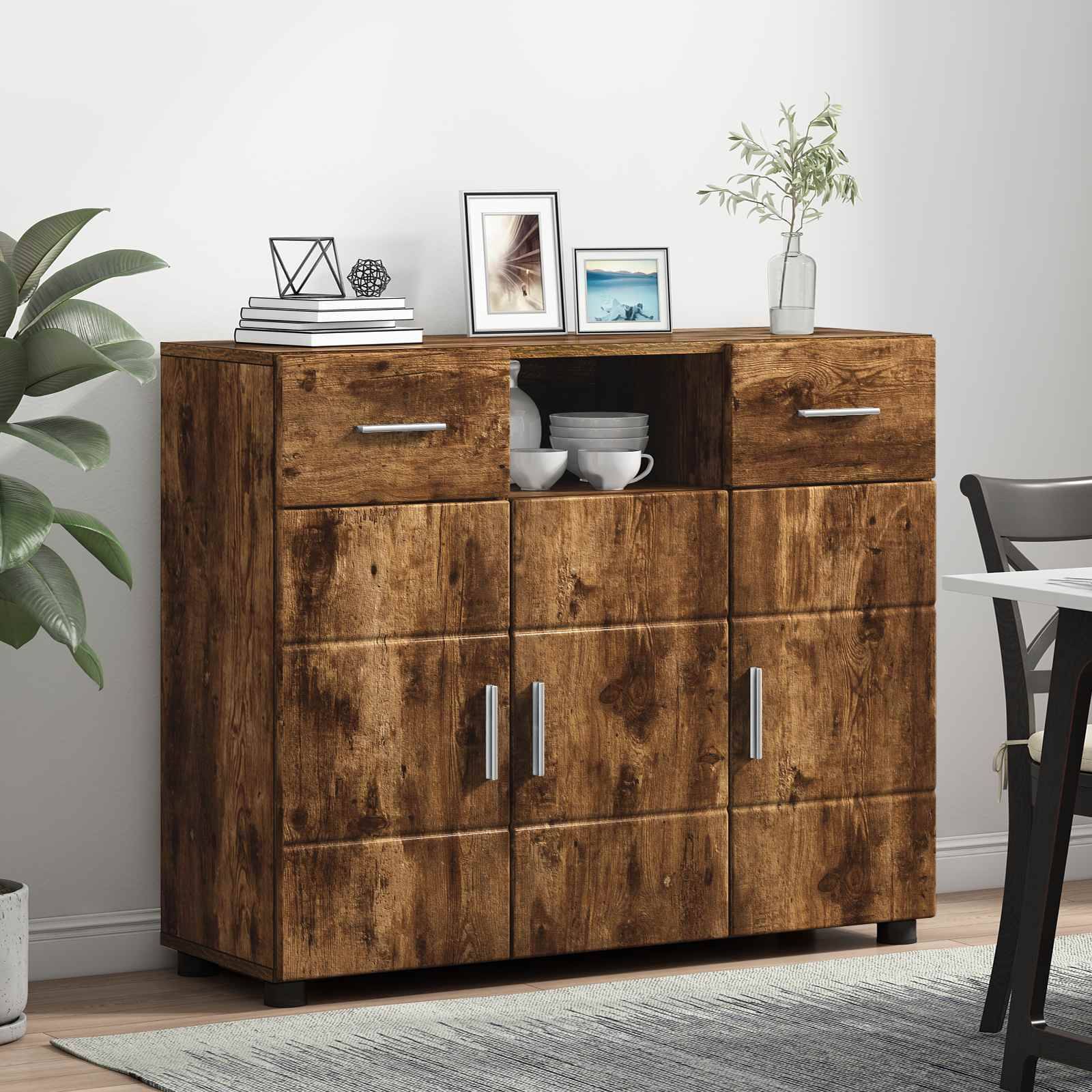 vidaXL Holzschrank Geräucherte Eiche 88,5 x 30,5 x 73 cm Holzwerkstoff