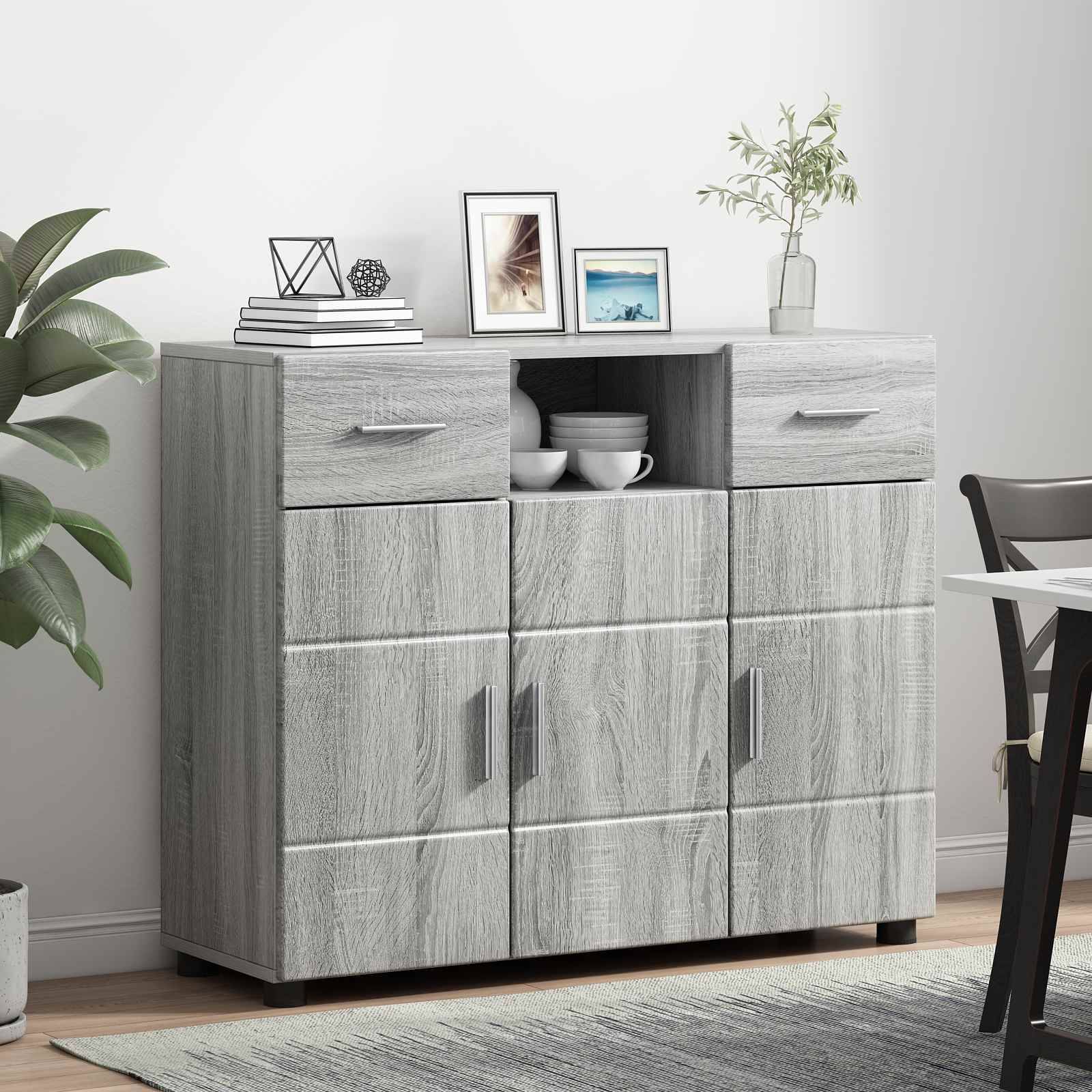 vidaXL Holzschrank Graues Sonoma 88,5 x 30,5 x 73 cm Holzwerkstoff