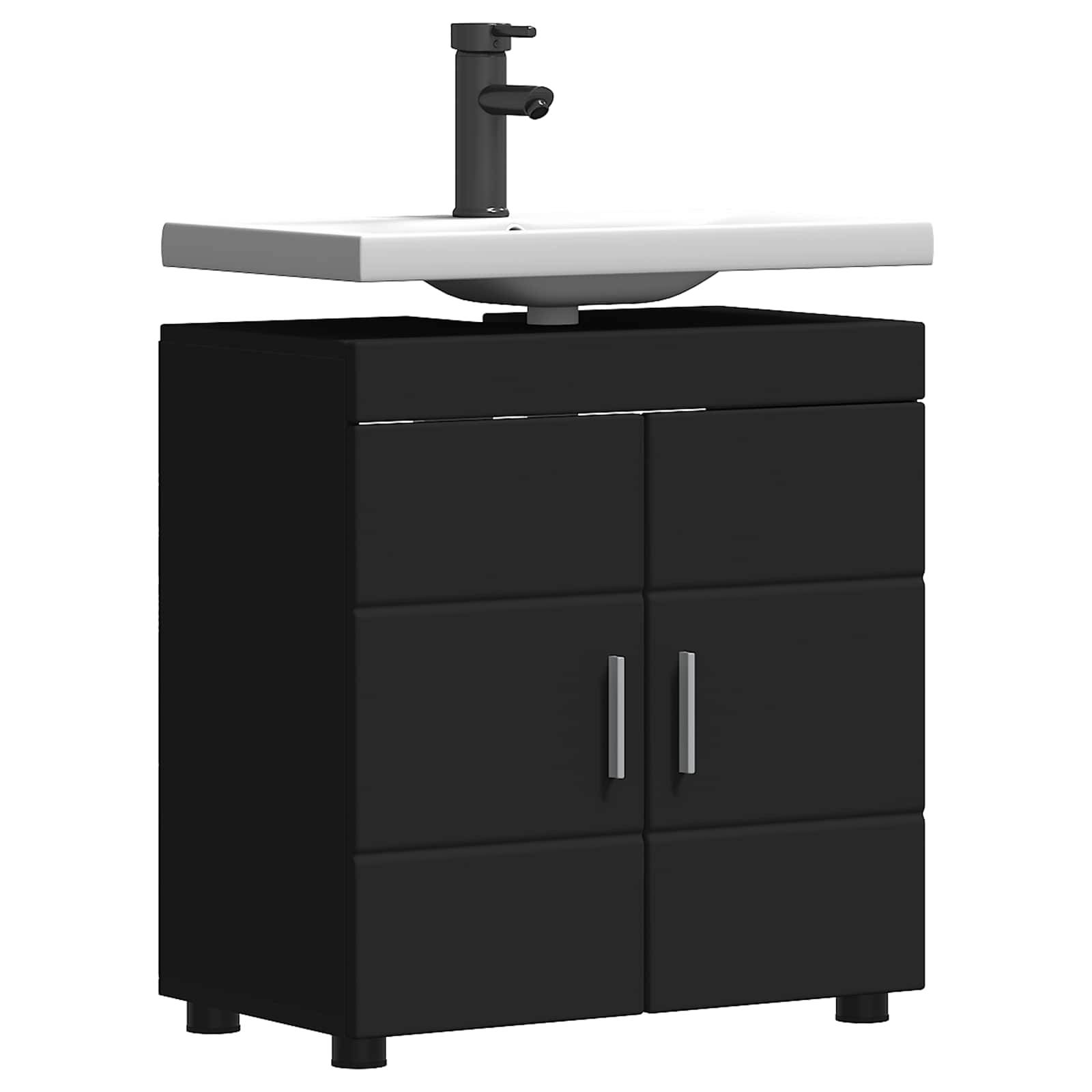 vidaXL Badezimmerschrank-Set TULUM Schwarz 60 x 34 x 63 cm