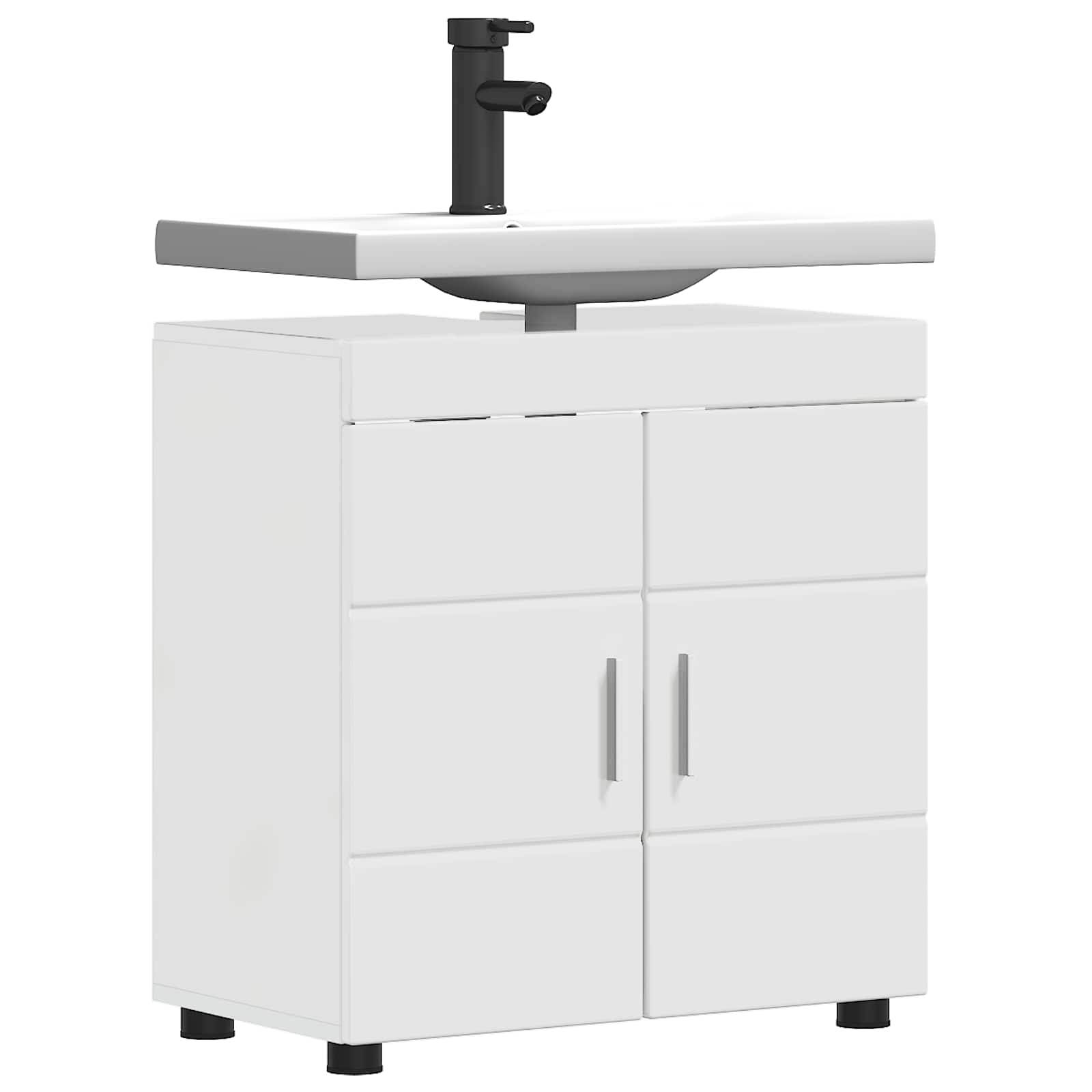 vidaXL Badezimmerschrank-Set TULUM Hochglanz Weiß 60 x 34 x 63 cm