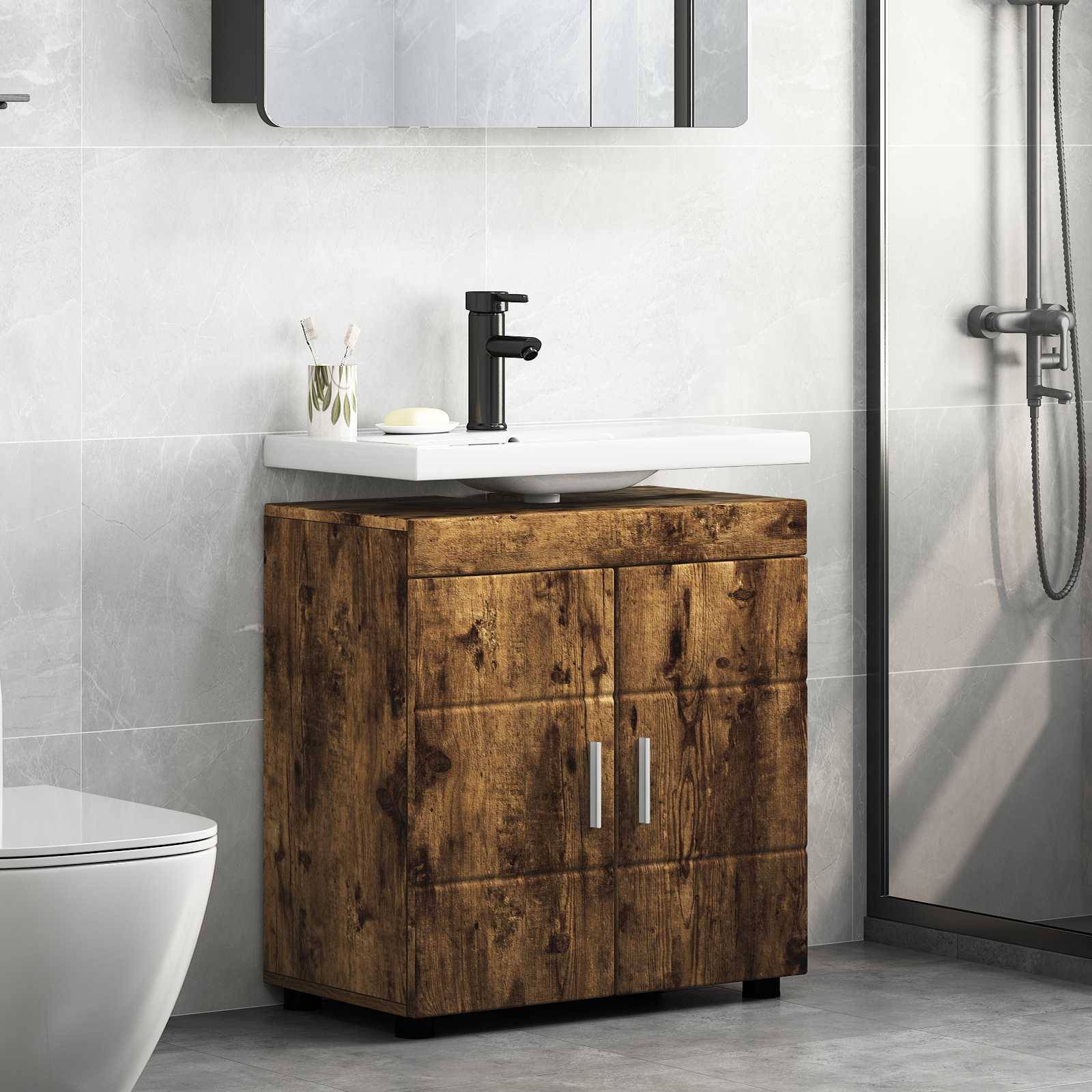 vidaXL Badezimmerschrank-Set TULUM Geräucherte Eiche 60 x 34 x 63 cm