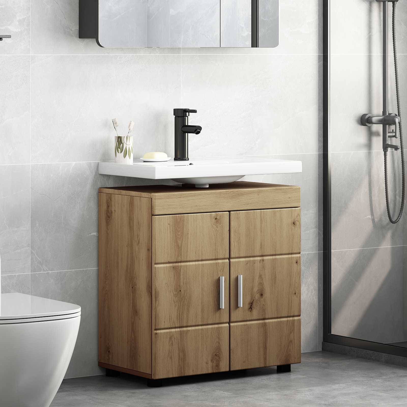 vidaXL Badezimmerschrank-Set TULUM Artisan-Eiche 60 x 34 x 63 cm