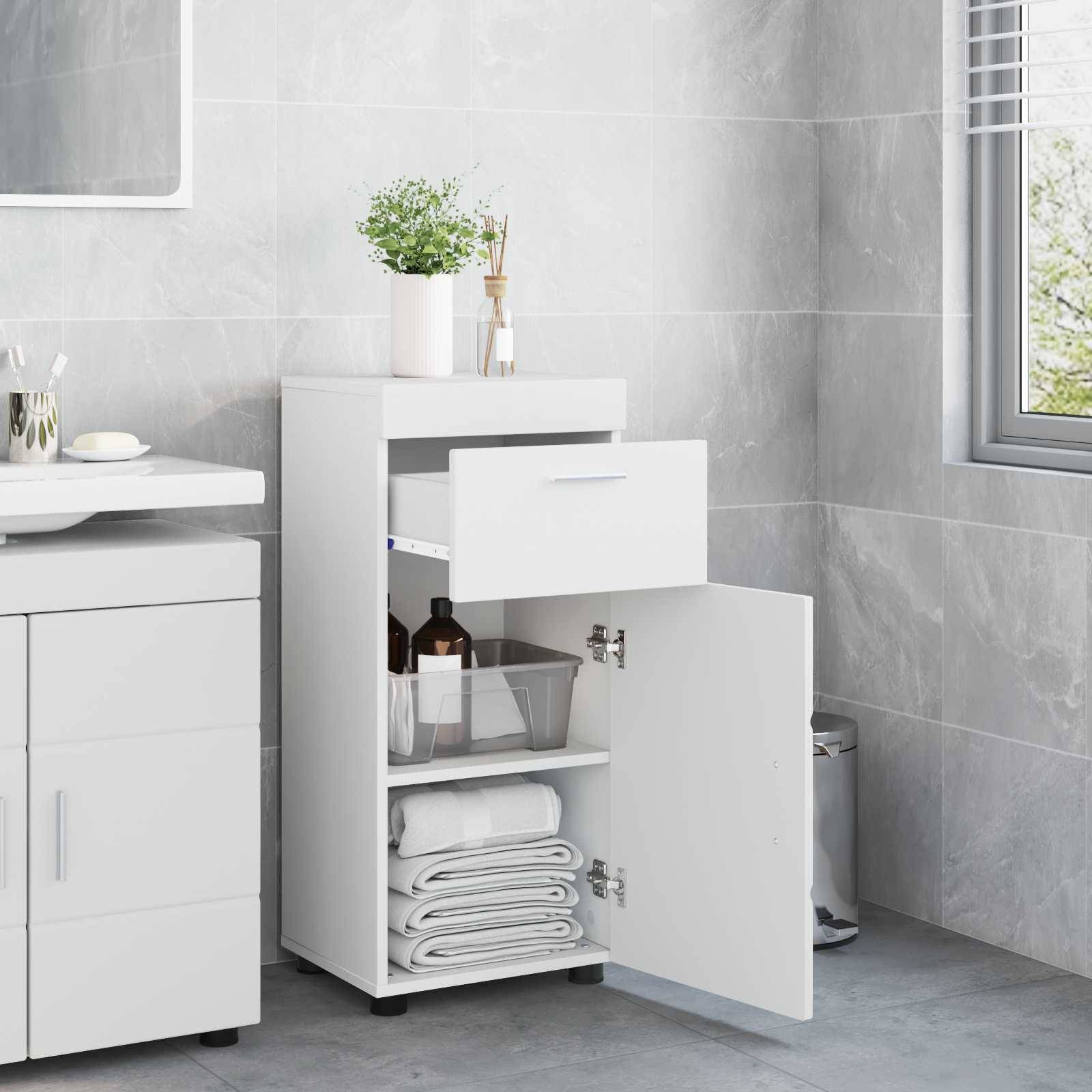 vidaXL Badezimmerschrank-Set mit Speicher TULUM Weiß 37 x 31,5 x 82 cm