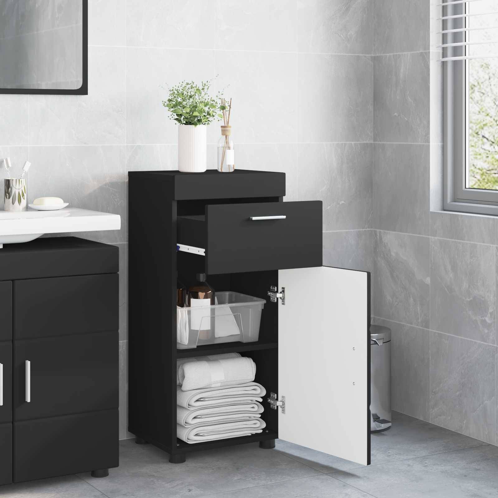 vidaXL Badezimmerschrank-Set TULUM Schwarz 37 x 31,5 x 82 cm