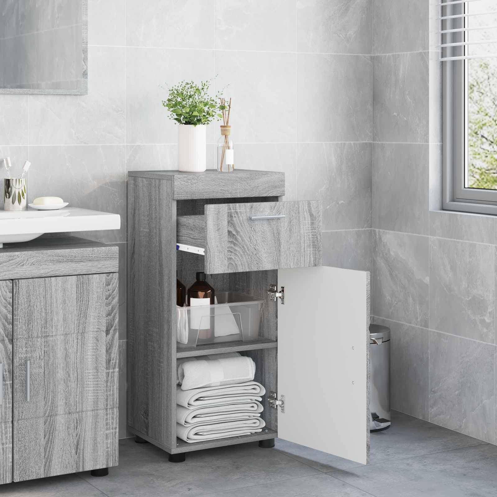 vidaXL Badezimmerschrank-Set TULUM Graues Sonoma 37 x 31,5 x 82 cm