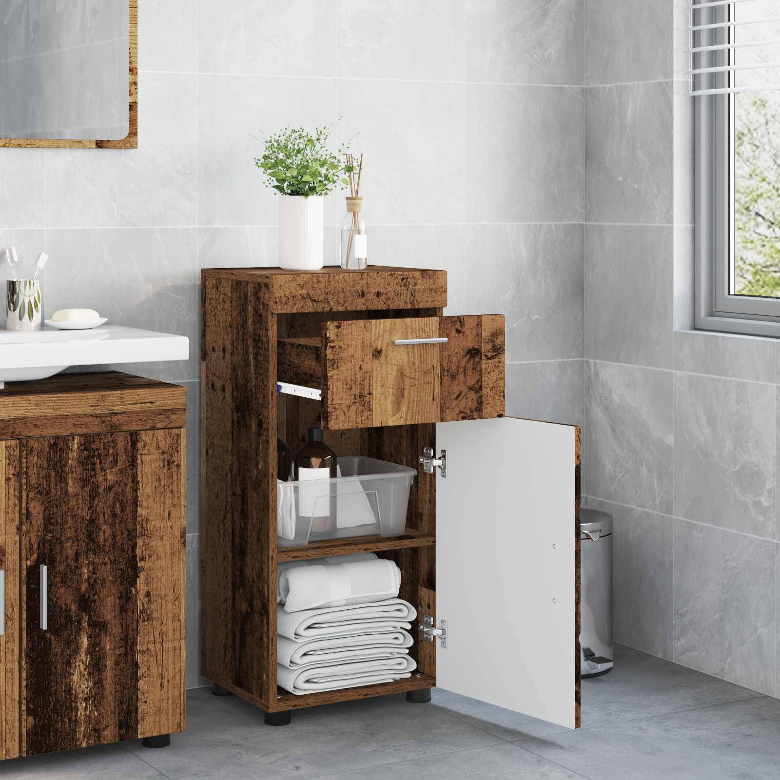 vidaXL Badezimmerschrank-Set TULUM Altholz 37 x 31,5 x 82 cm