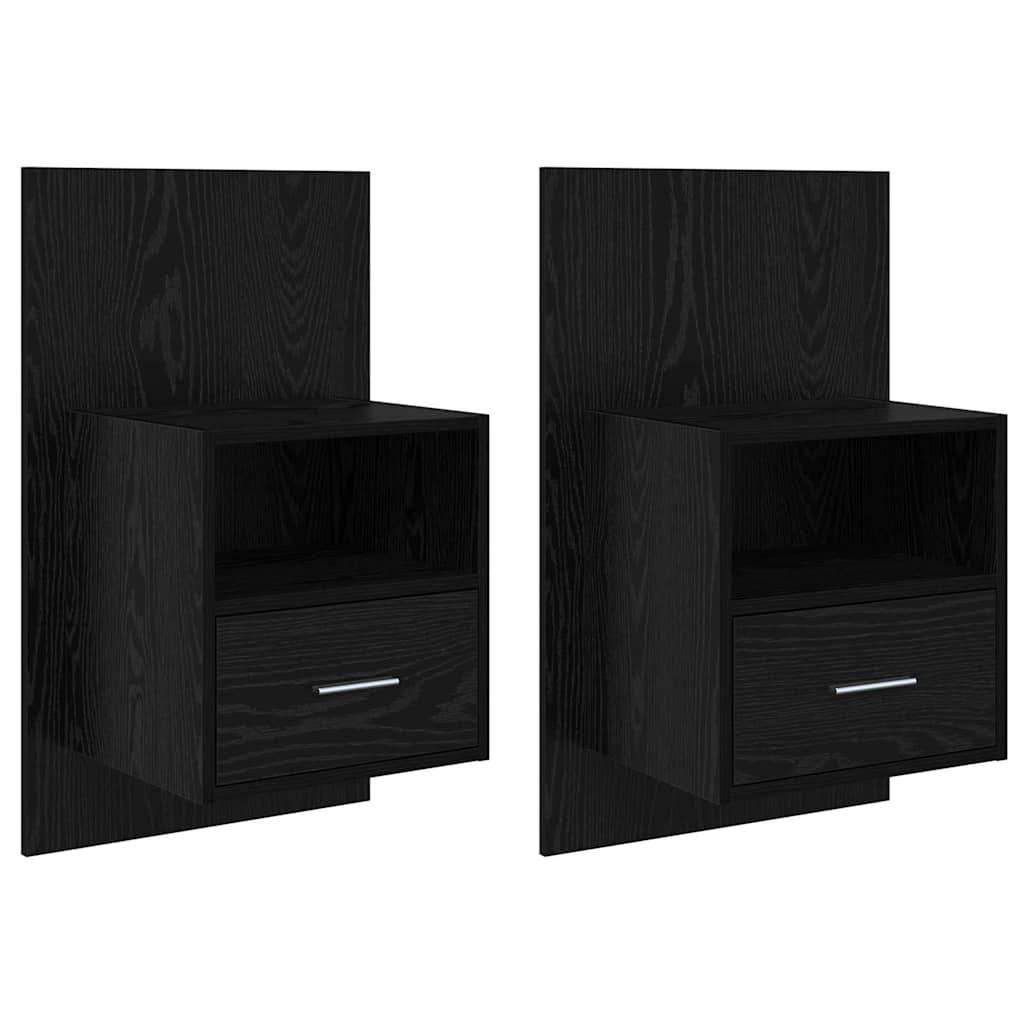 vidaXL Nachttisch 2 pcs Schwarz Eichen-Optik 50 x 32,5 x 80cm
