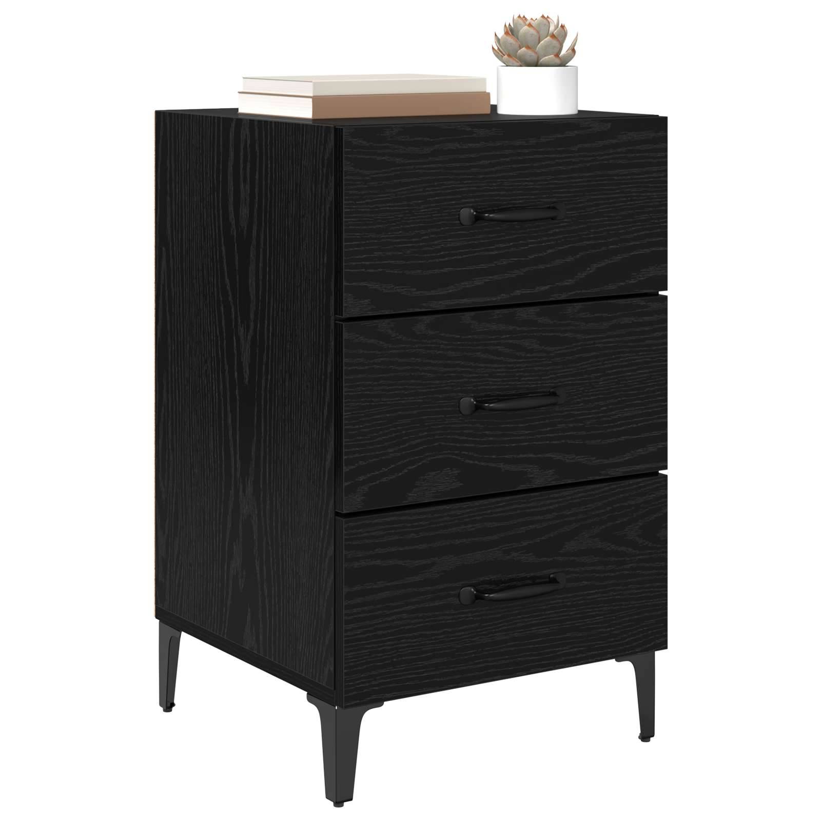 vidaXL Nachttisch Schwarz Eichen-Optik 40 x 40,5 x 66 cm Holzwerkstoff