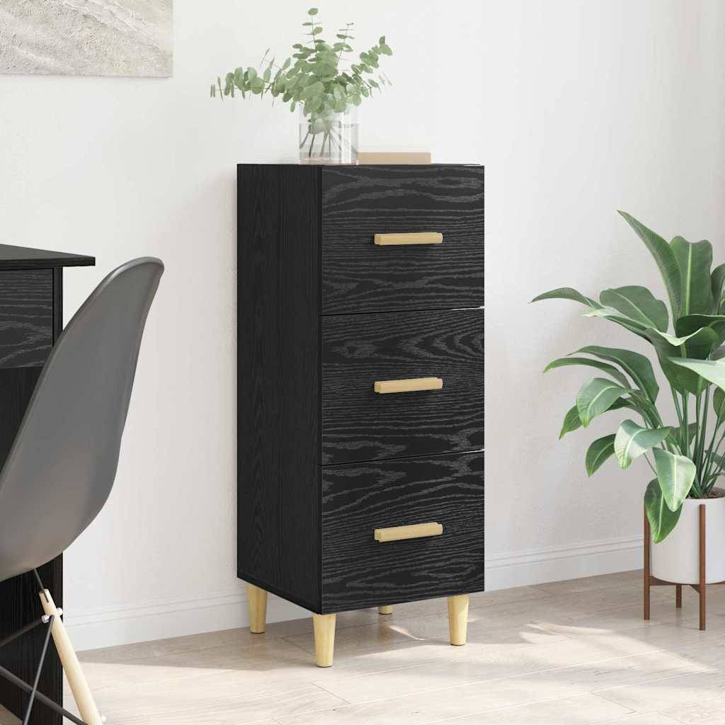 vidaXL Sideboard Schwarz Eichen-Optik 34,5 x 34 x 90 cm Holzwerkstoff