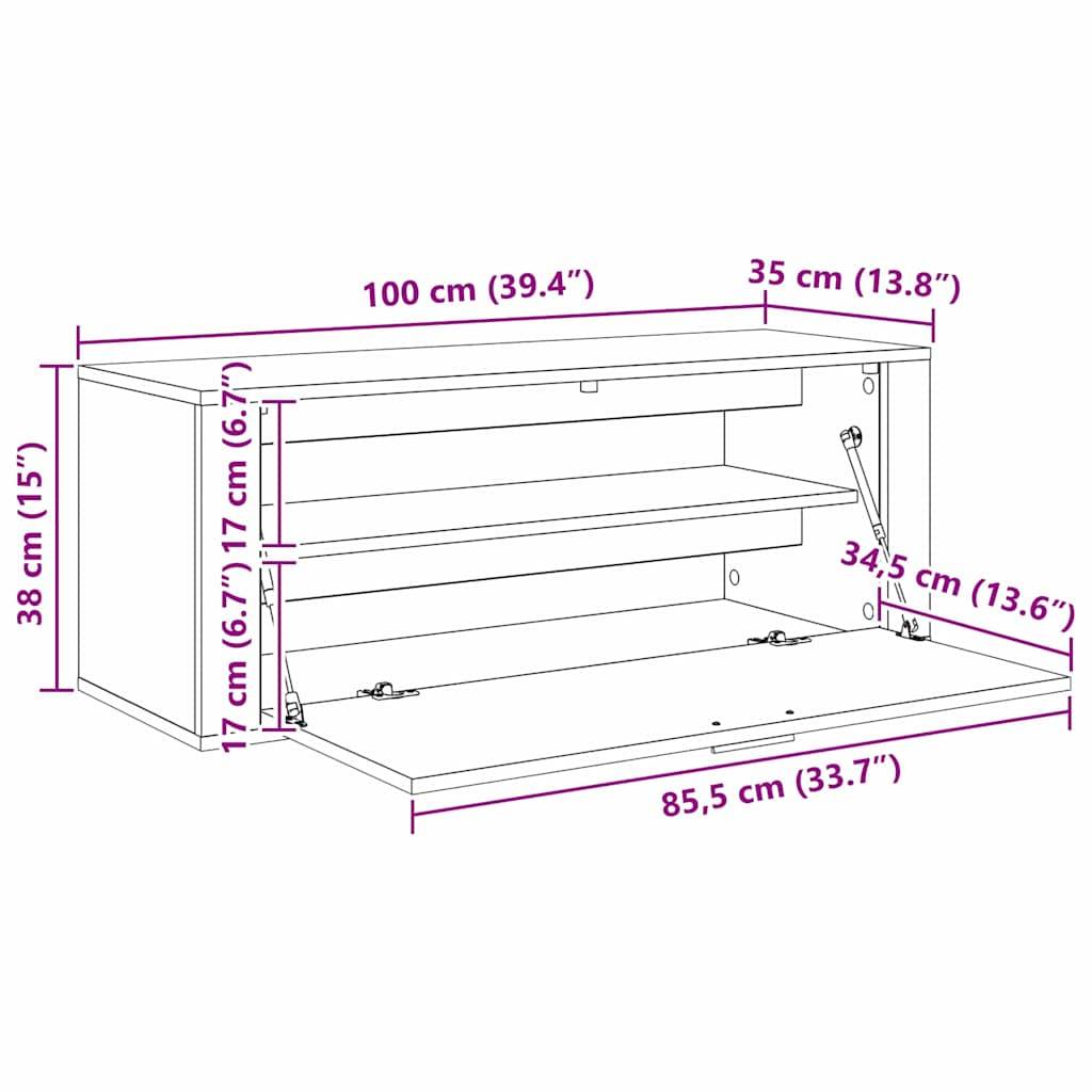 vidaXL Schuhschrank Artisan-Eiche 100 x 35 x 38 cm Holzwerkstoff