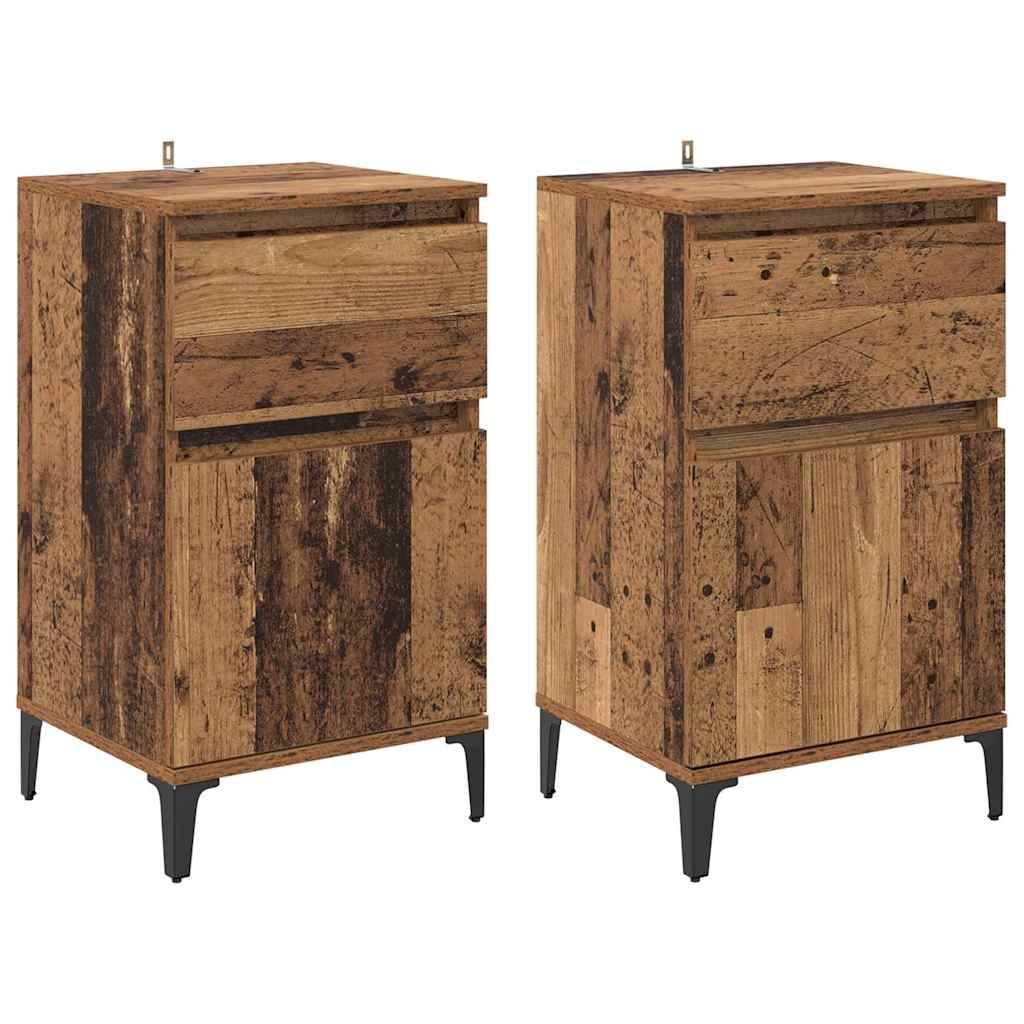 vidaXL Nachttisch 2 pcs Altholz 40 x 35 x 70 cm Holzwerkstoff