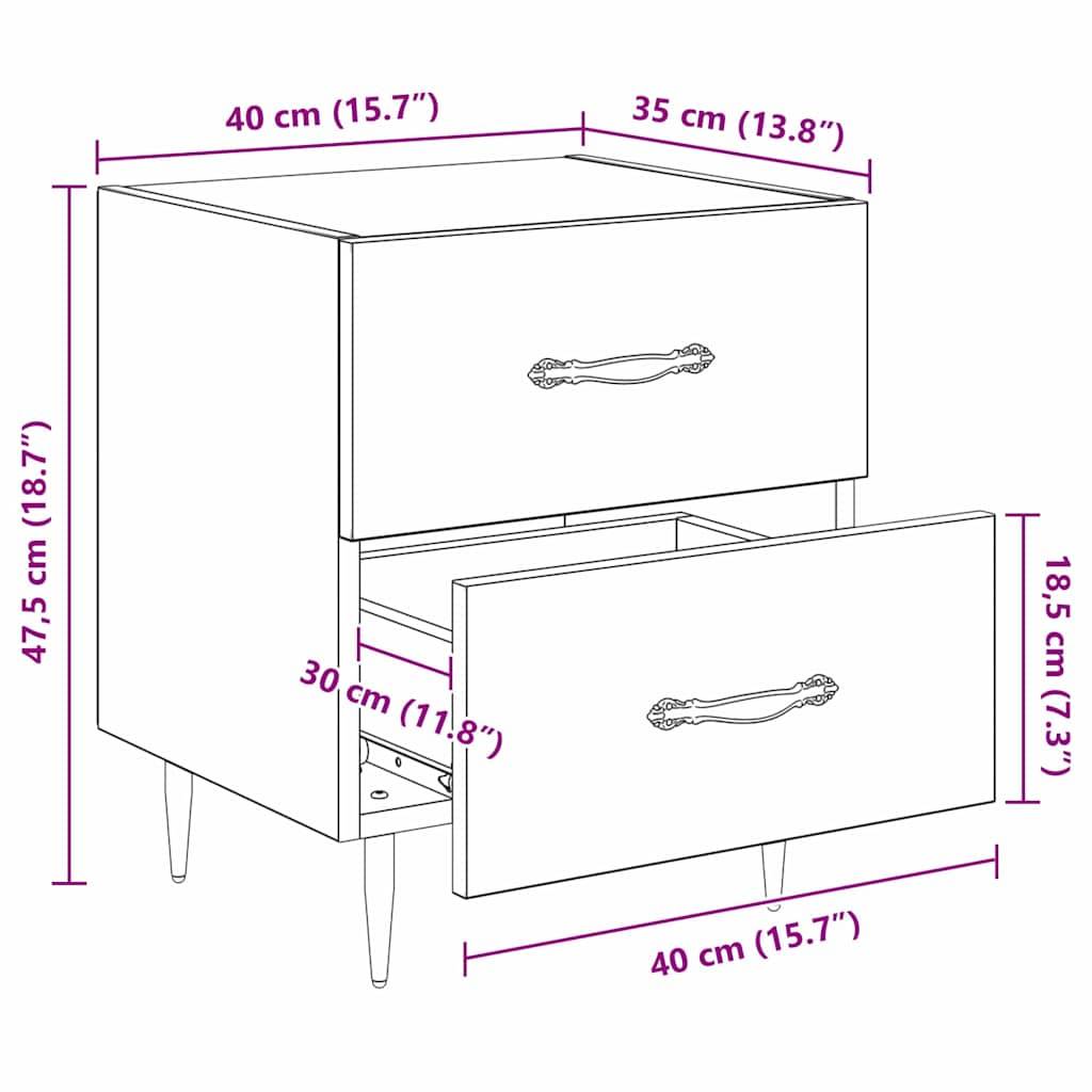 vidaXL Nachttisch Schwarz Eichen-Optik 40 x 35 x 47,5 cm Holzwerkstoff