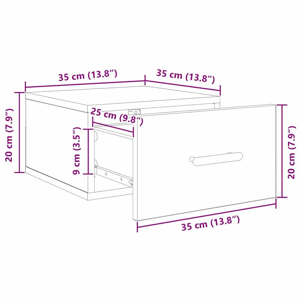 vidaXL Nachttisch 2 pcs Schwarz Eichen-Optik 35 x 35 x 20 cm