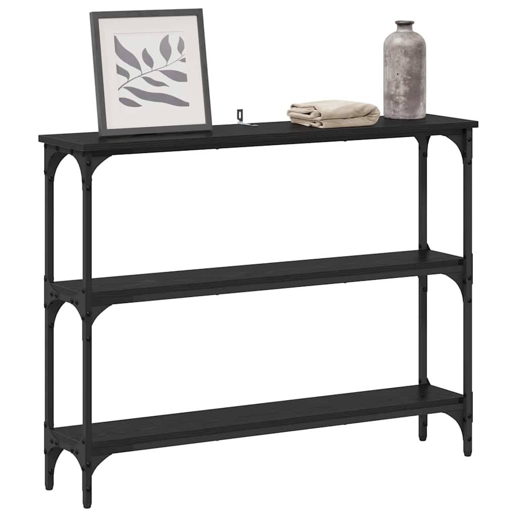 vidaXL Konsolentisch mit Regal Schwarz Eichen-Optik 100 x 22,5 x 75 cm