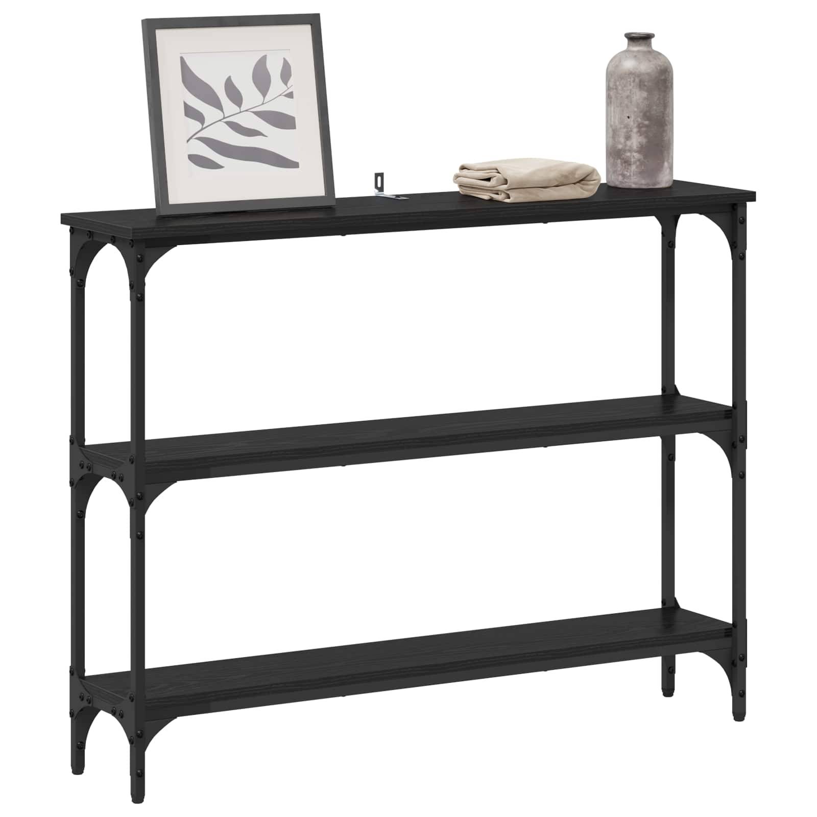 vidaXL Konsolentisch mit Regal Schwarz Eichen-Optik 100 x 22,5 x 75 cm