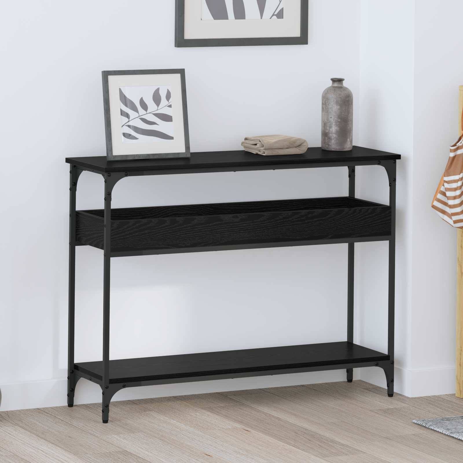 vidaXL Konsolentisch mit Regal Schwarz Eichen-Optik 100 x 29 x 75 cm