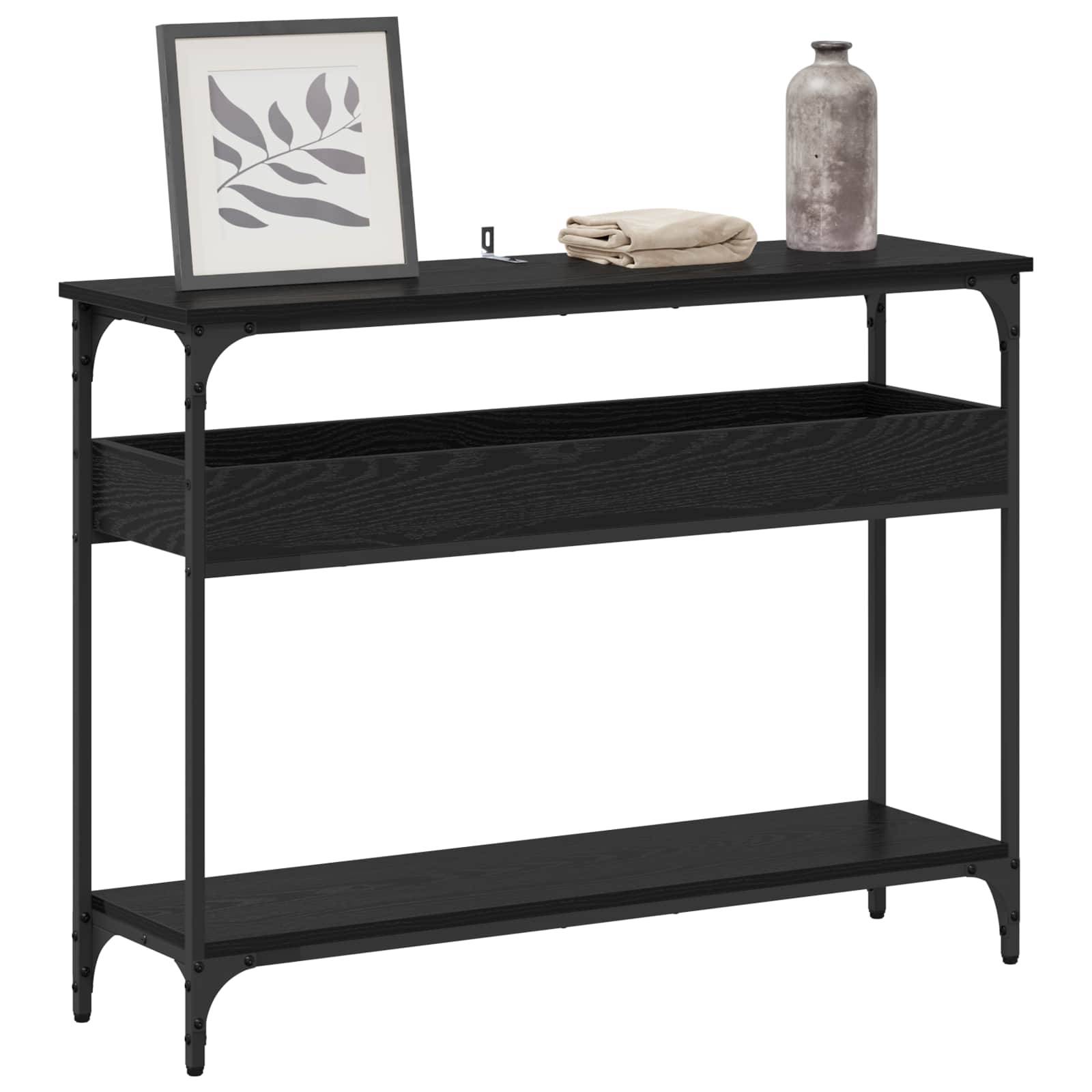 vidaXL Konsolentisch mit Regal Schwarz Eichen-Optik 100 x 29 x 75 cm
