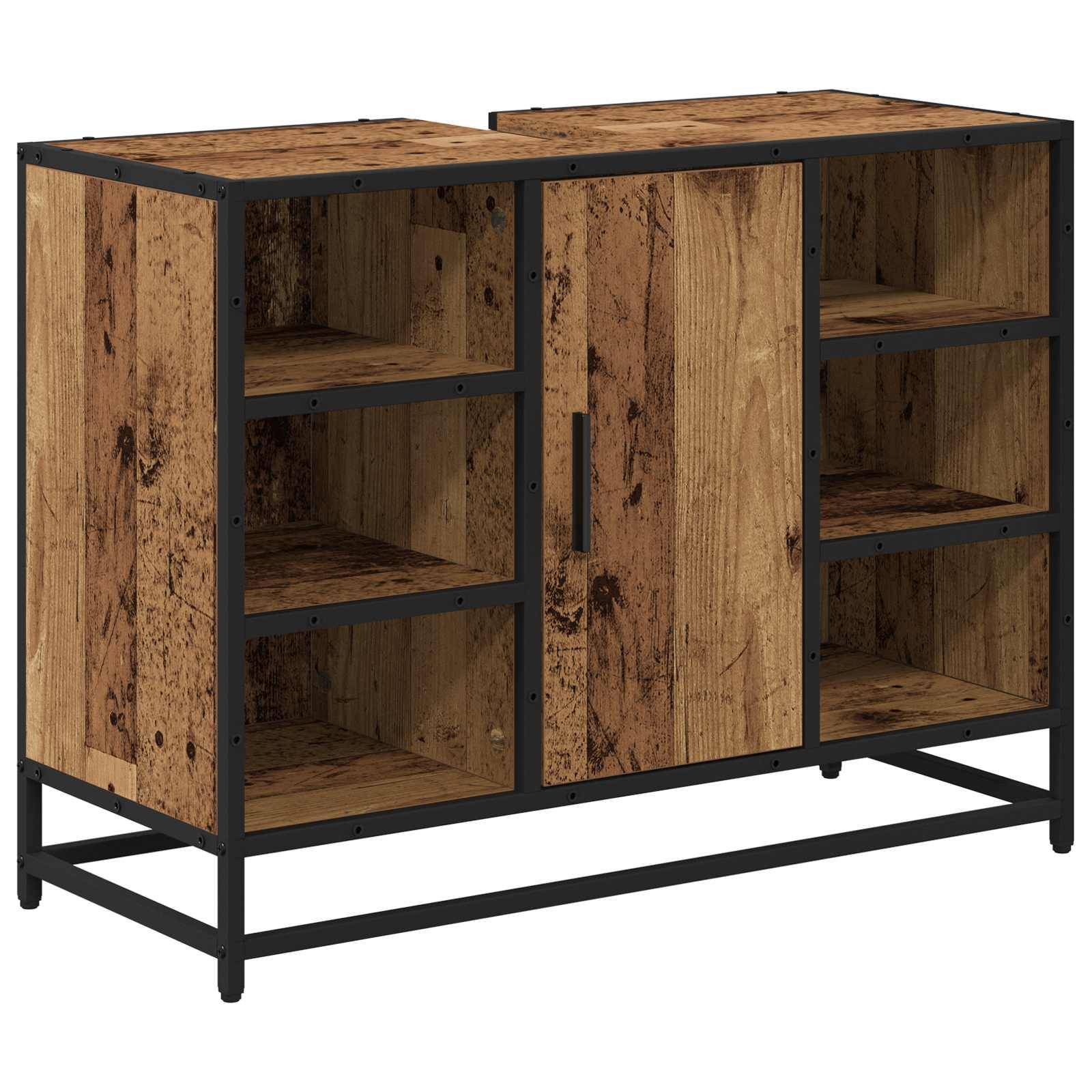 vidaXL Badezimmerschrank mit Tür Altholz 80 x 33 x 60 cm Holzwerkstoff