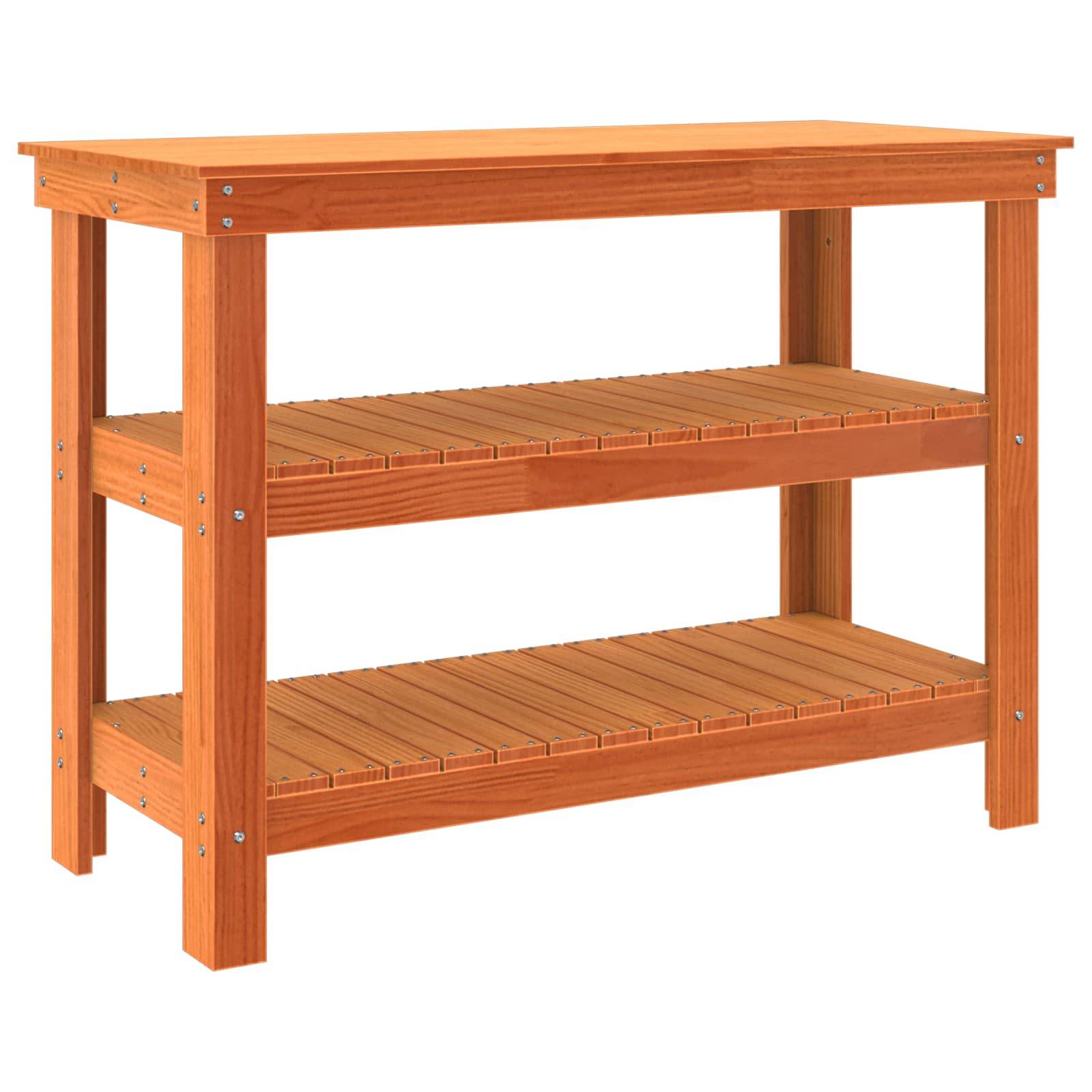 vidaXL Werkbank Wachsbraun 110,5 x 50 x 80 cm Massivholz Kiefer
