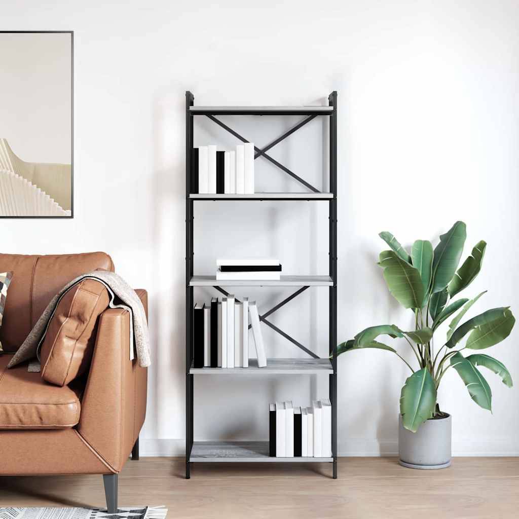 vidaXL Bücherregal Grau Sonoma 60 x 30 x 155 cm Holzwerkstoff