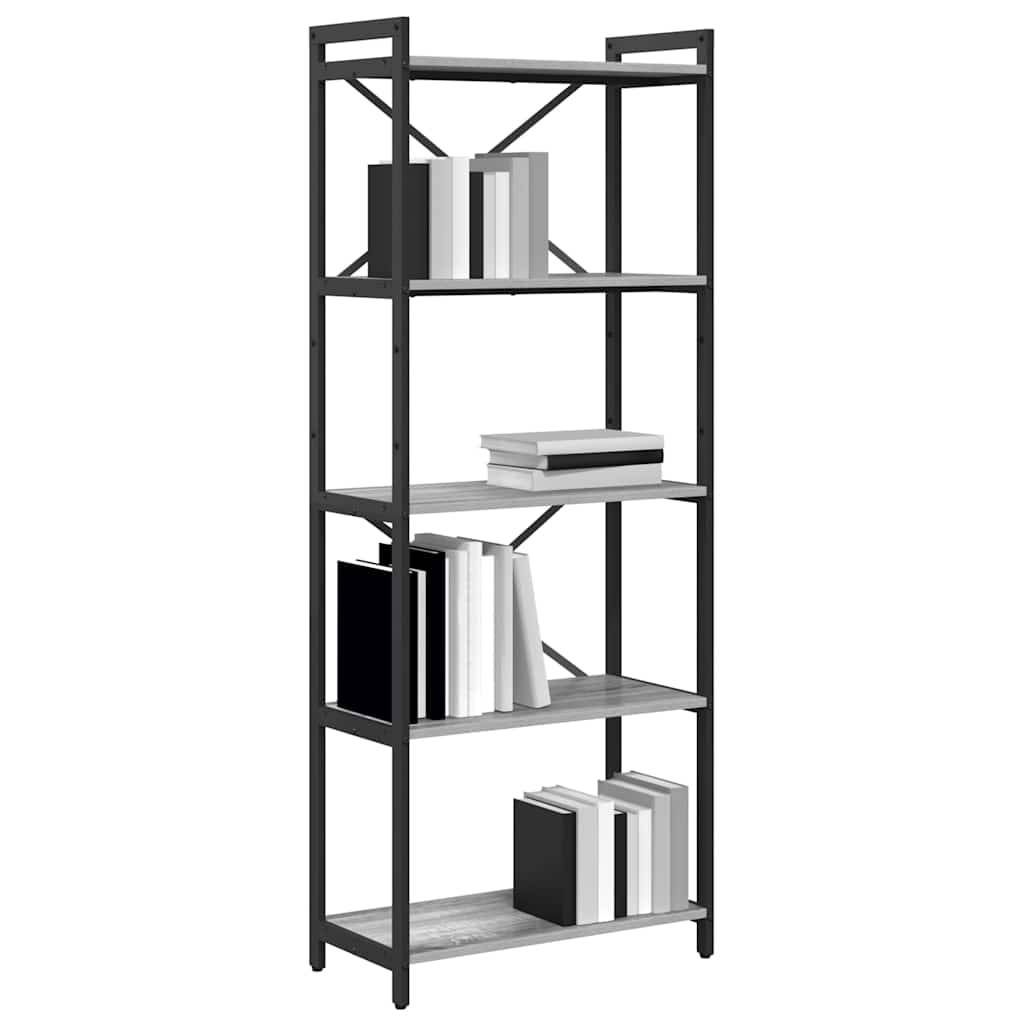 vidaXL Bücherregal Grau Sonoma 60 x 30 x 155 cm Holzwerkstoff