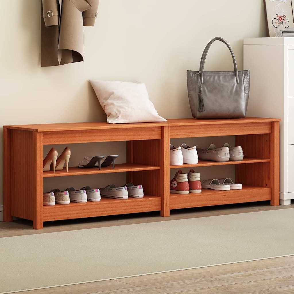 vidaXL Schuhbank mit Regal mit Speicher Wachsbraun 160 x 36,5 x 50 cm