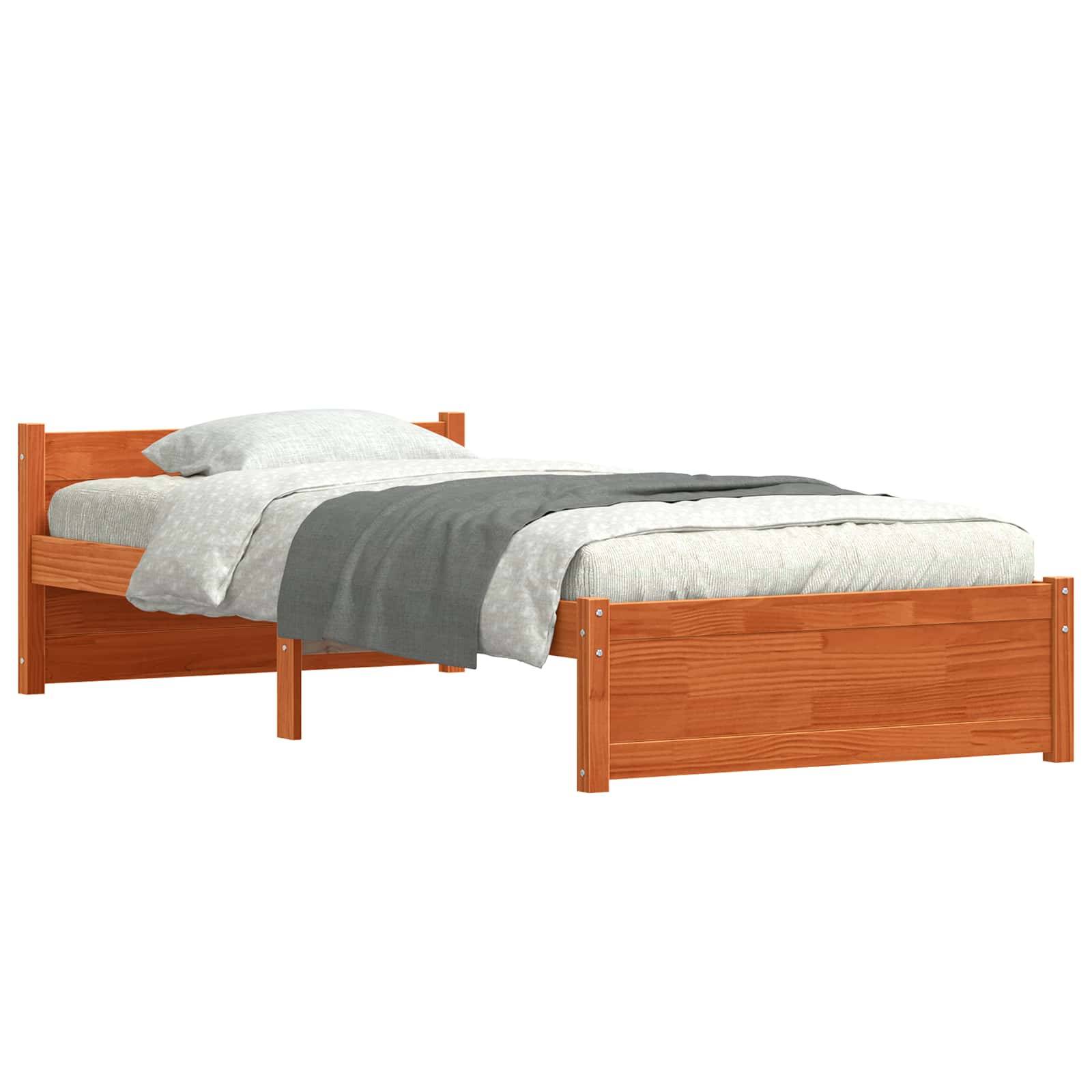 vidaXL Bettrahmen mit Kopfteil Wachsbraun 205,5 x 105,5 x 51 cm