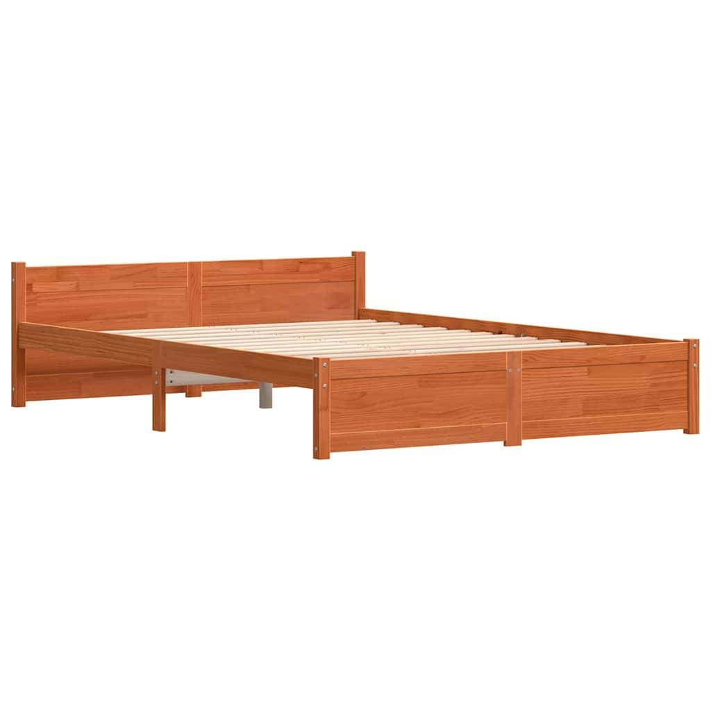 vidaXL Bettrahmen mit Kopfteil Wachsbraun 195,5 x 145,5 x 51 cm