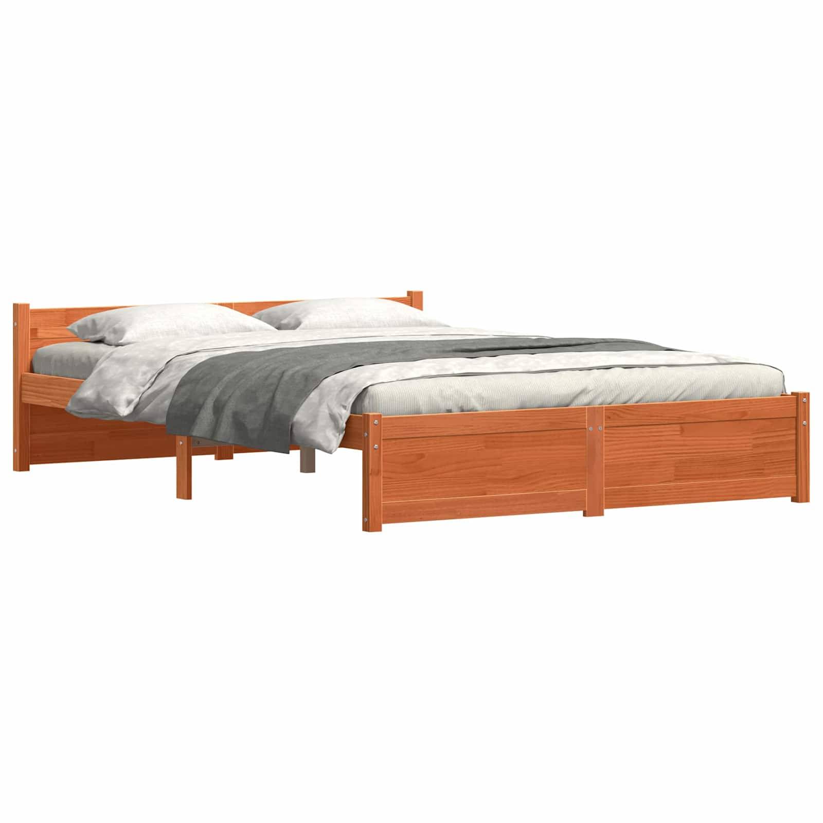 vidaXL Bettrahmen mit Kopfteil Wachsbraun 195,5 x 145,5 x 51 cm