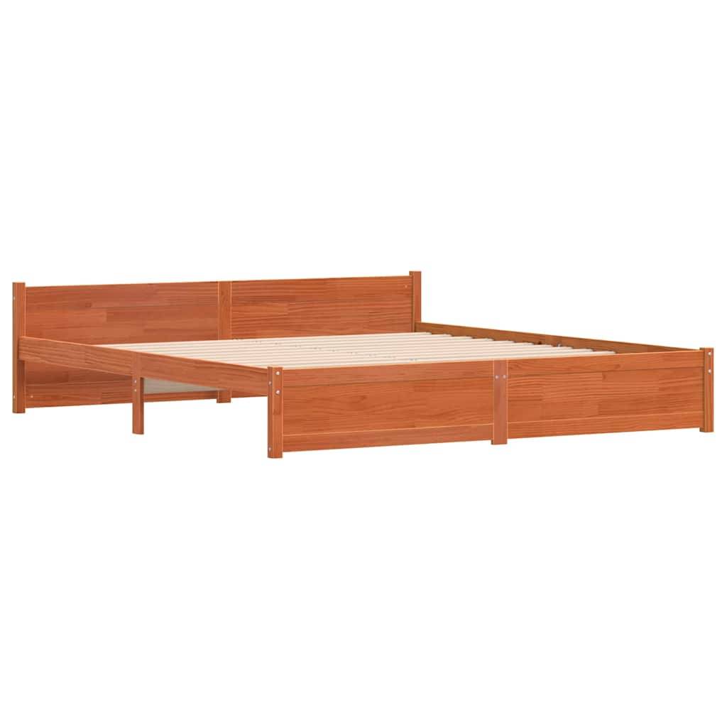 vidaXL Bettrahmen mit Kopfteil Wachsbraun 205,5 x 185,5 x 51 cm
