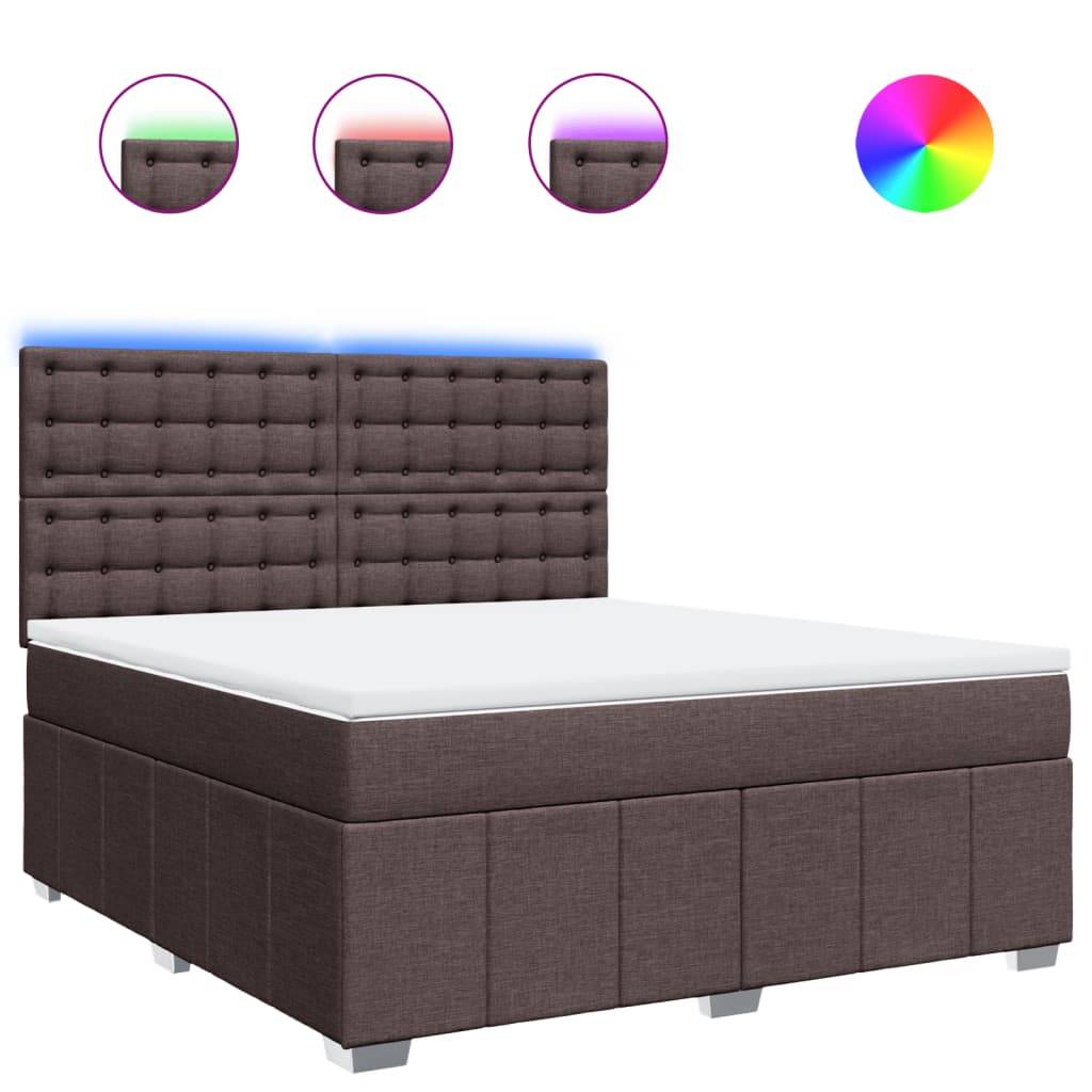 vidaXL Boxspringbett mit Matratze Dunkelbraun 180x200 cm Stoff