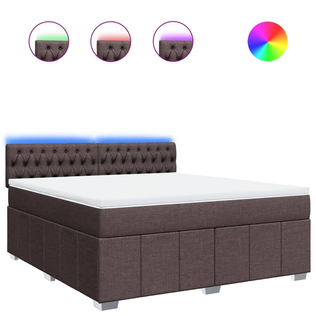 vidaXL Boxspringbett mit Matratze Dunkelbraun 180x200 cm Stoff
